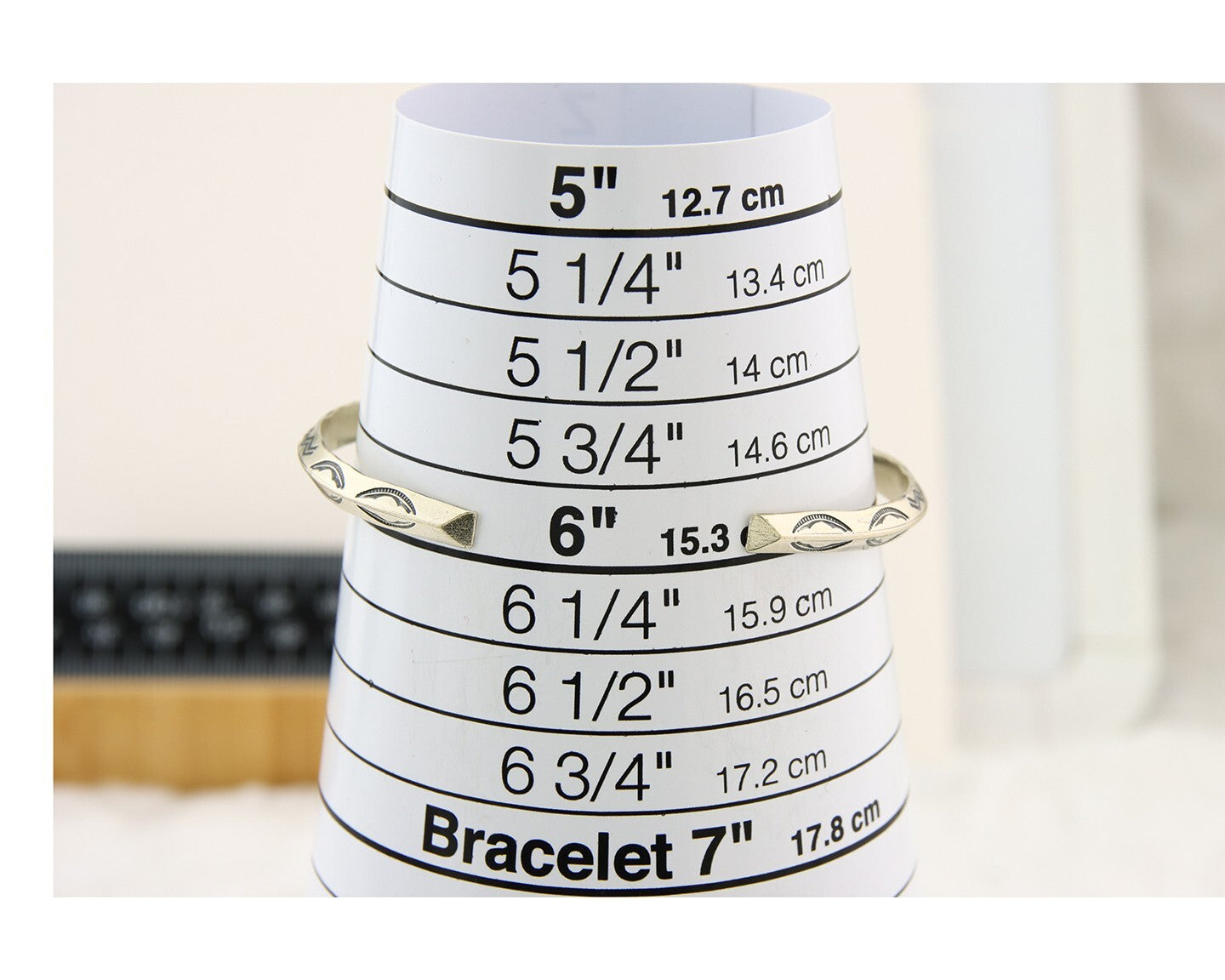 Navajo Bracelet 925 Silver Hand Stamped Triangle Signed Arrow & Signpost C.80's