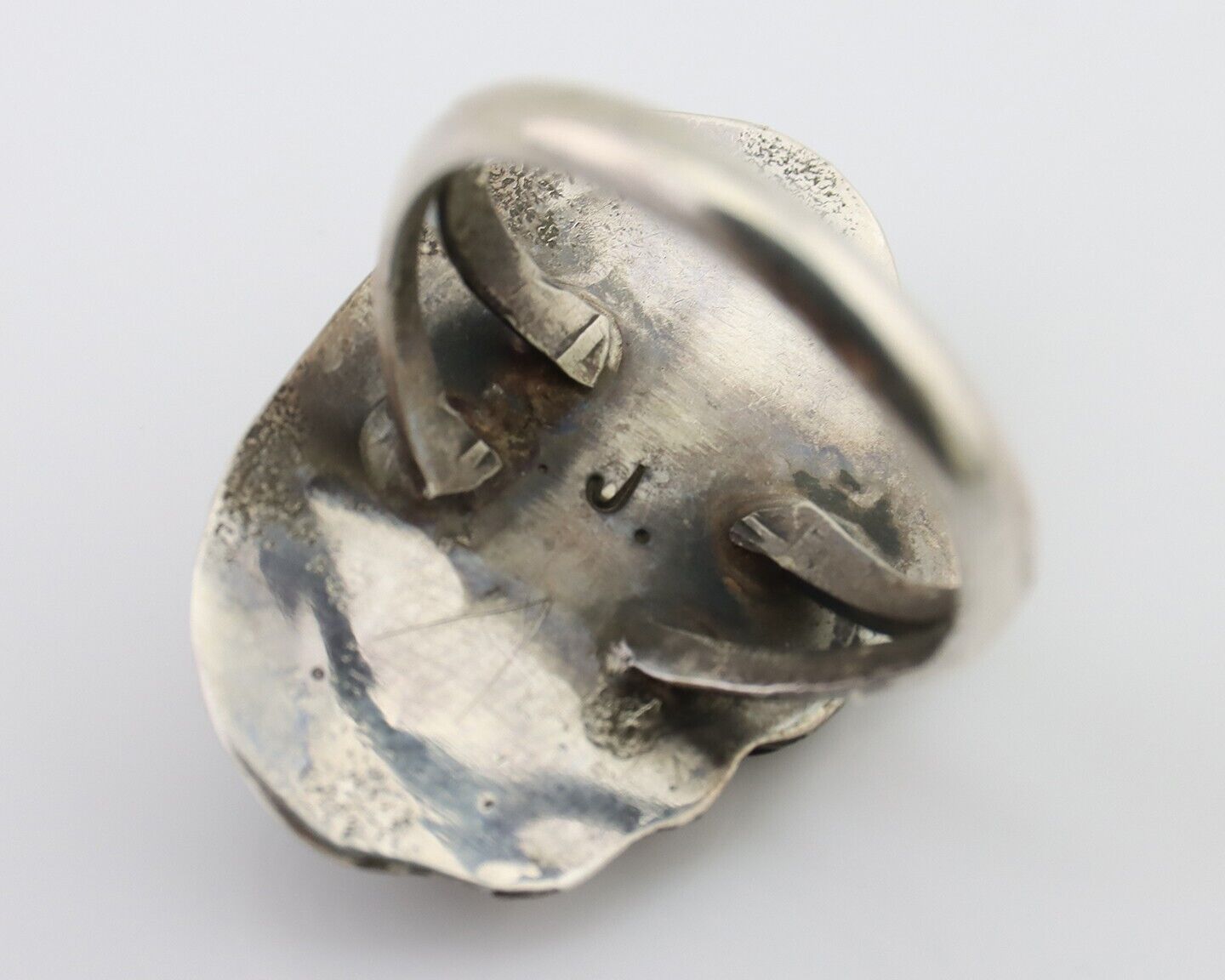 Navajo Handmade Ring 925 Silver Natural Turquoise Signed Jason Livingston C.80's