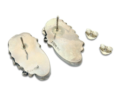 Navajo Earrings Sterling Silver Natural Turquoise Vintage Authentic
