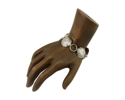 Navajo Hamdmade Concho Bracelet 925 Silver Native American Artist Signed C.80's