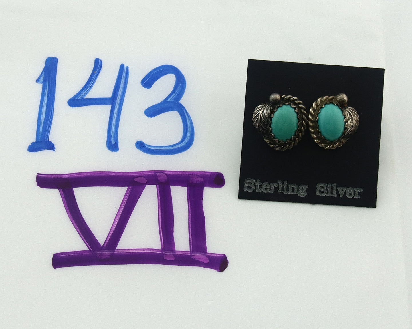 Navajo Earrings Sterling Silver Turquoise Vintage Stud Handmade