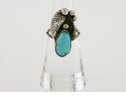 Navajo Handmade Ring 925 Silver Turquoise Signed LS C.80's
