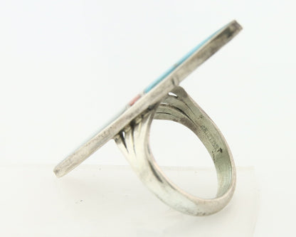 Vintage Navajo Ring 925 Sterling Silver Turquoise Handmade Size 8.5