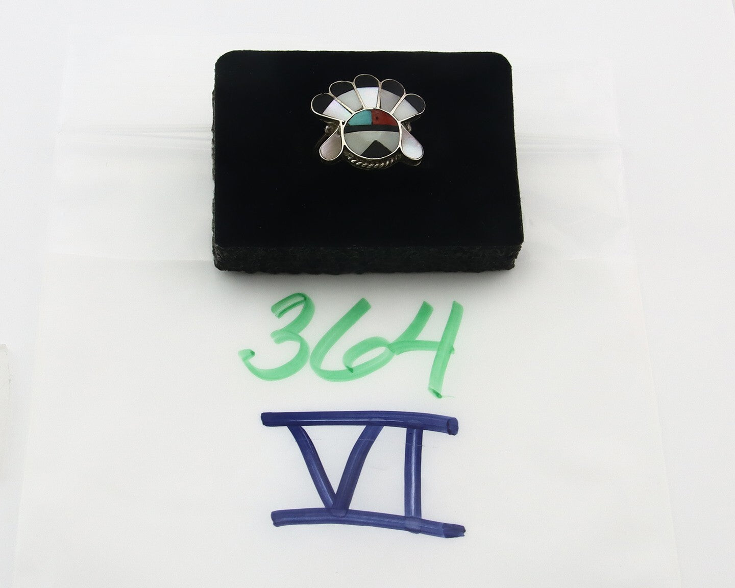 Vintage Zuni Ring 925 Sterling Silver Natural Gemstone Size 5.0