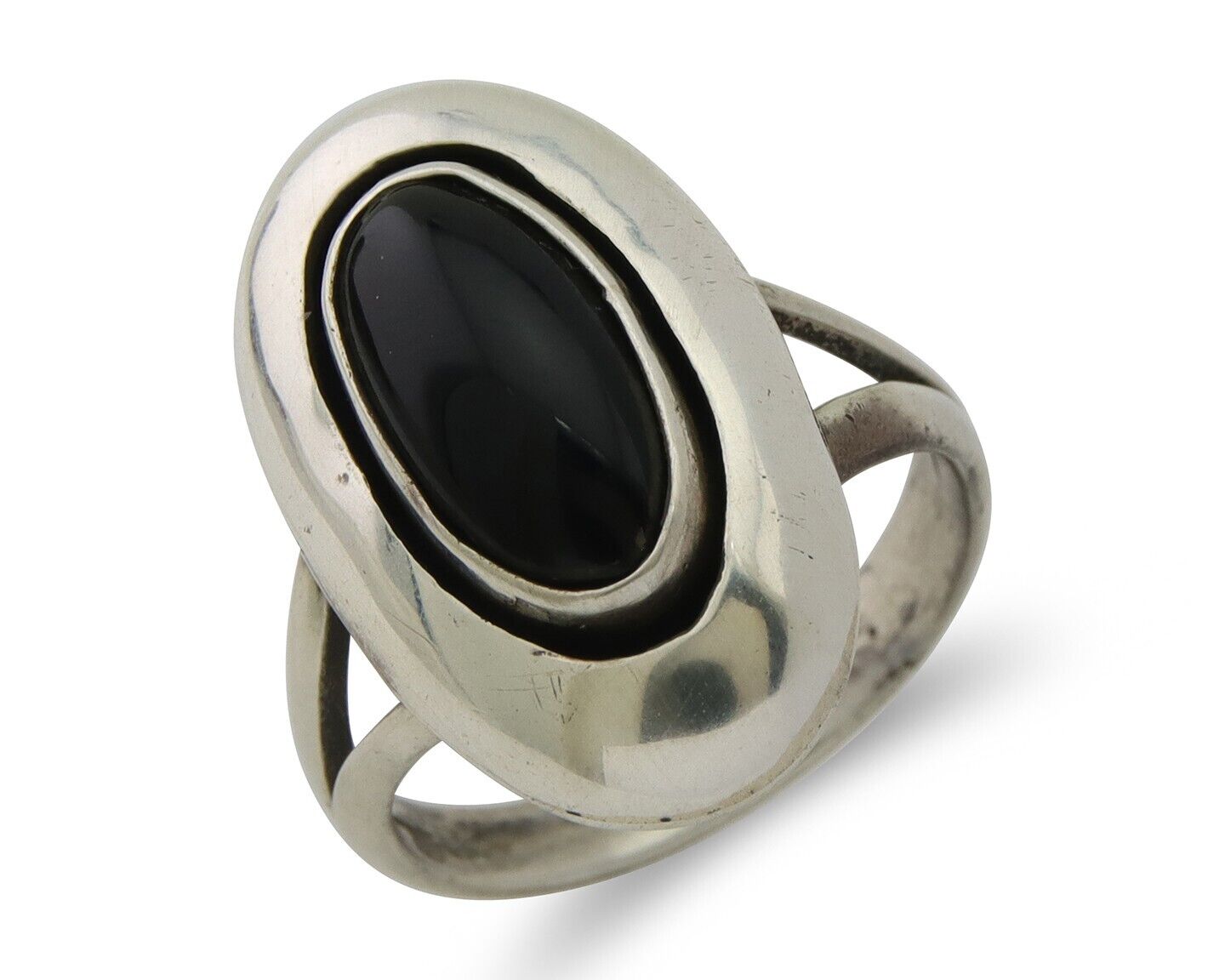 Navajo Handmade Ring 925 Silver Black Onyx Artist Signed M Montoya C.80's