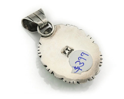 Navajo Pendant 925 Sterling Silver Natural Turquoise Vintage Artist Signed FT