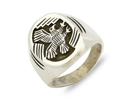 Navajo Handmade Overlay Bind .925 SOLID Sterling Silver Ring