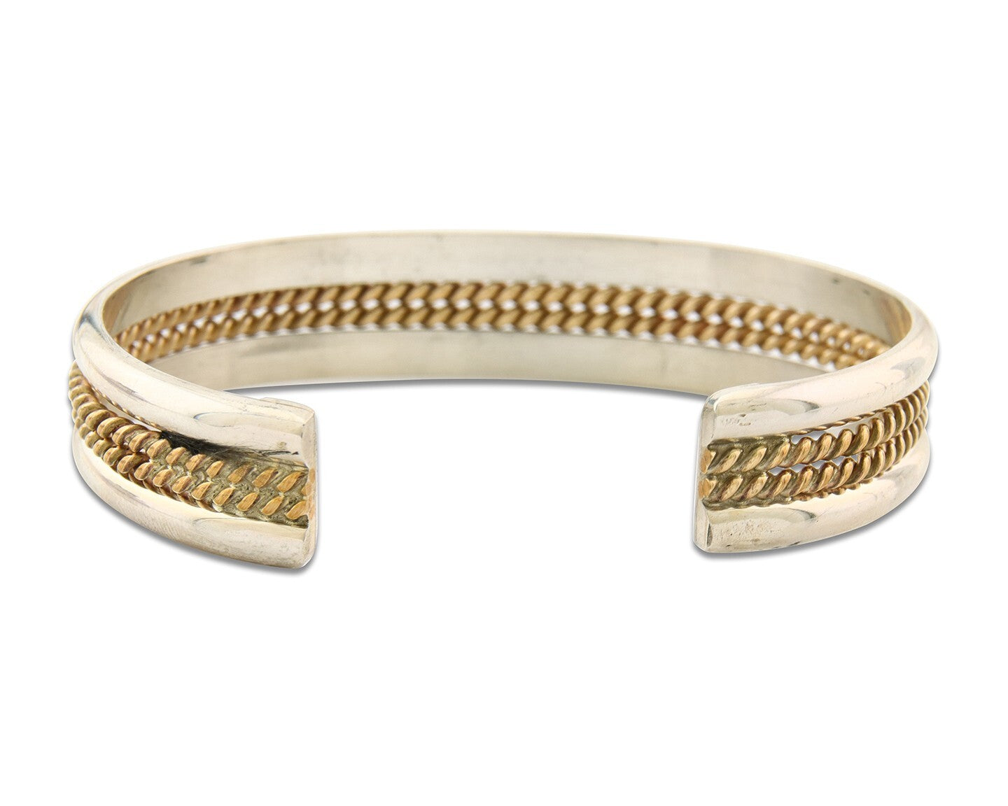 Navajo Bracelet 925 Silver Native American Handmade Yellow Gold Plated Cuff C80s