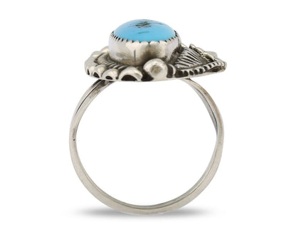 Navajo Ring 925 Silver Sleeping Beauty Turquoise Signed SC C.80's
