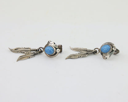 Navajo Earrings 925 Silver Blue Denim Lapis Native American Artist C.80's