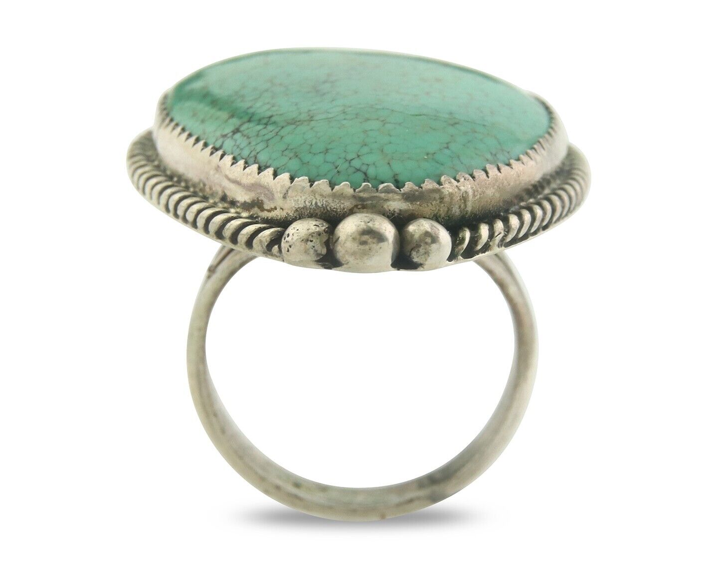 Navajo Ring 925 Sterling Mine 8 Turquoise Native Artist C.80's