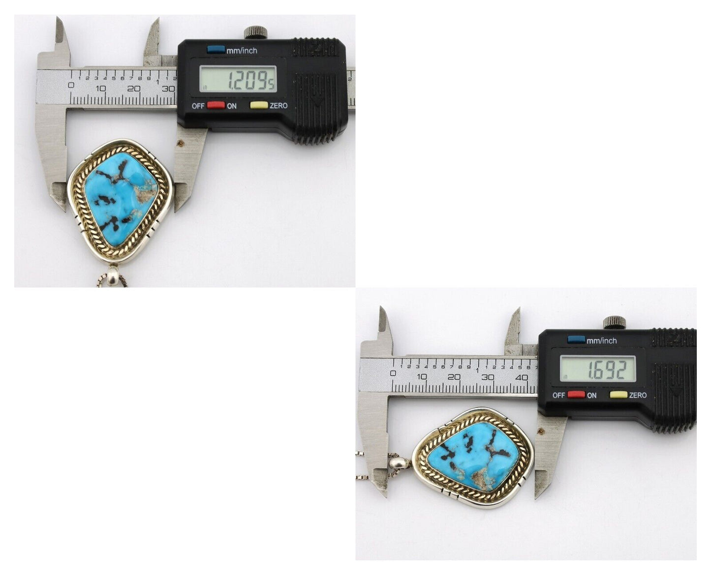 Navajo Necklace 925 Silver Blue Gem Turquoise Native Artist Signed DZ C.80's