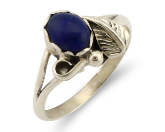 Navajo Ring 925 Silver Natural Mined Lapis Native American Artist C.80's