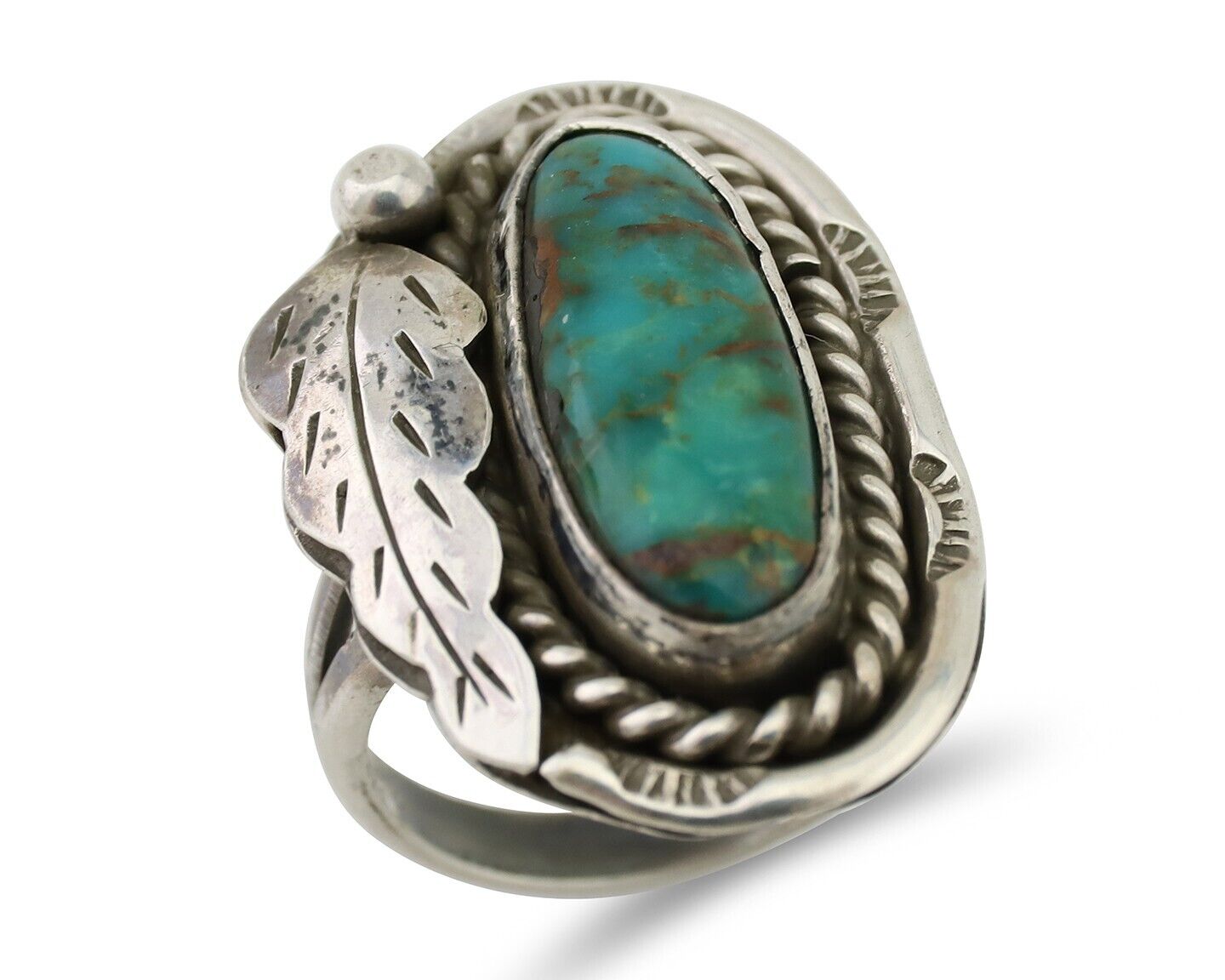 Navajo Handmade Ring 925 Silver Kingman Turquoise Native American Artist C.80's