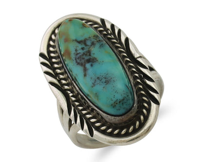 Navajo Ring 925 Silver Natural Turquoise Signed M Begay C.80's