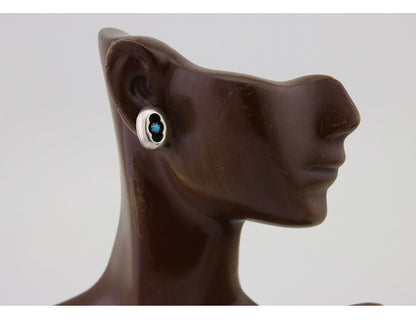 Navajo Handmade Earrings 925 Silver Natural Turquoise Native American Artist 80s