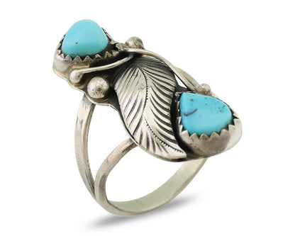 Navajo Handmade Ring 925 Silver Kingman Turquoise Native American Artist C.80's