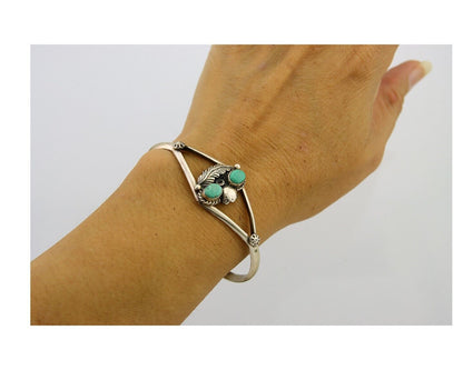 Navajo Bracelet 925 Silver Cuff Turquoise Handmade Native Artist C.80's