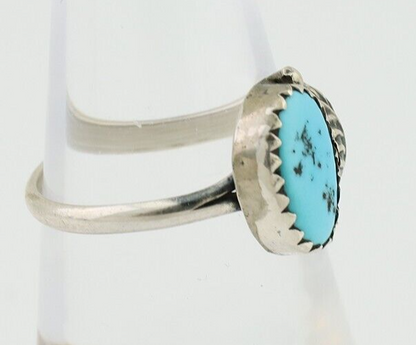 Navajo Ring 925 Silver Sleeping Beauty Turquoise Native American Artist C.80's