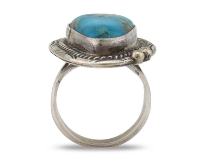 Navajo Ring 925 Silver Natural Blue Turquoise Native American Artist C.80's