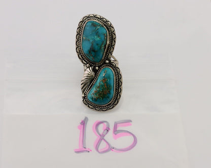 Navajo Handmade Ring 925 Silver Natural Tuquoise Artist Signed Tom Willeto C.80s