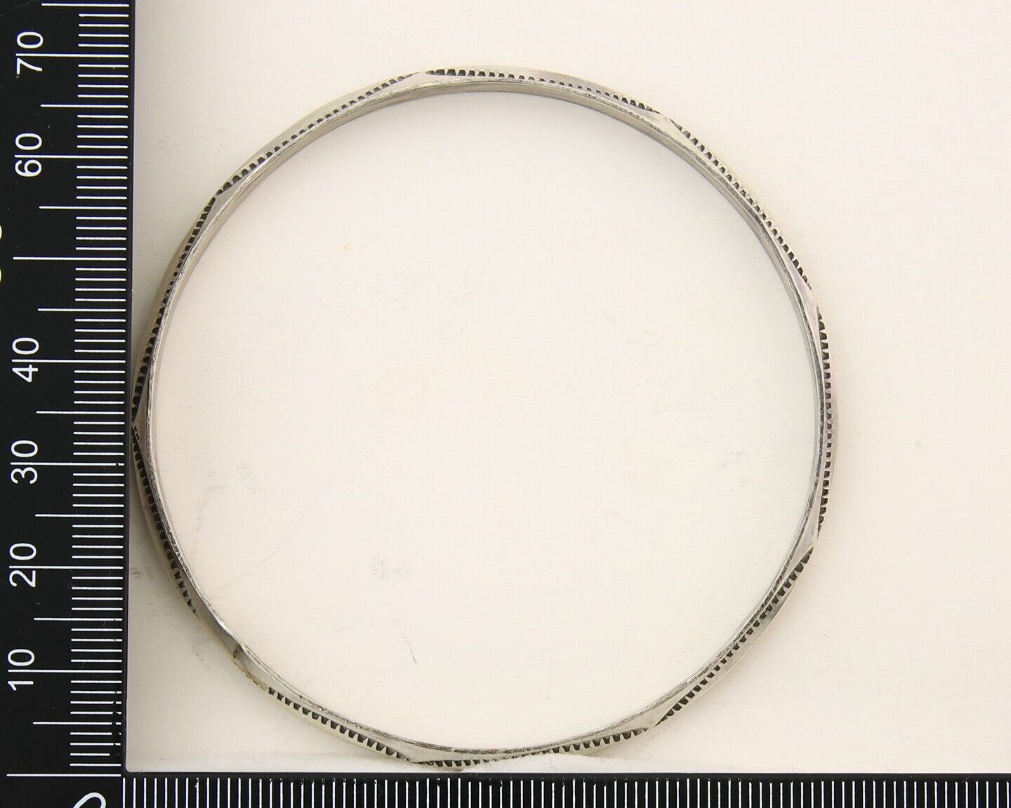 Navajo Bangle Bracelet 925 Silver Hand Stamped Triangle Native Artist C.80's