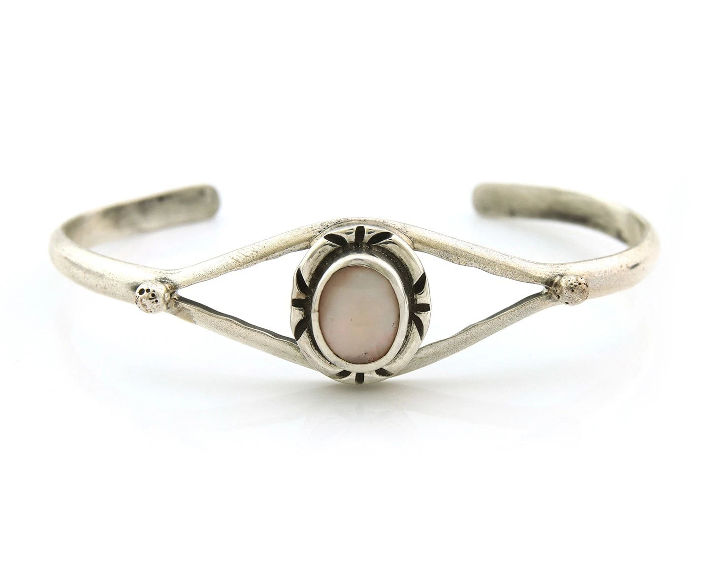 Navajo Cuff Bracelet Sterling Silver Authentic Pink Muscle Native Artist