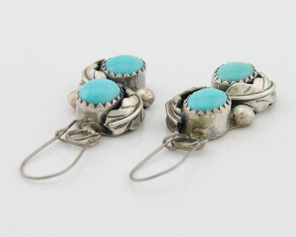 Navajo Dangle Earrings 925 Silver Natural Turquoise Native American Artist C80s