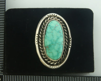 Navajo Ring 925 Sterling Turquoise Handmade Signed JT C.80's Size 7