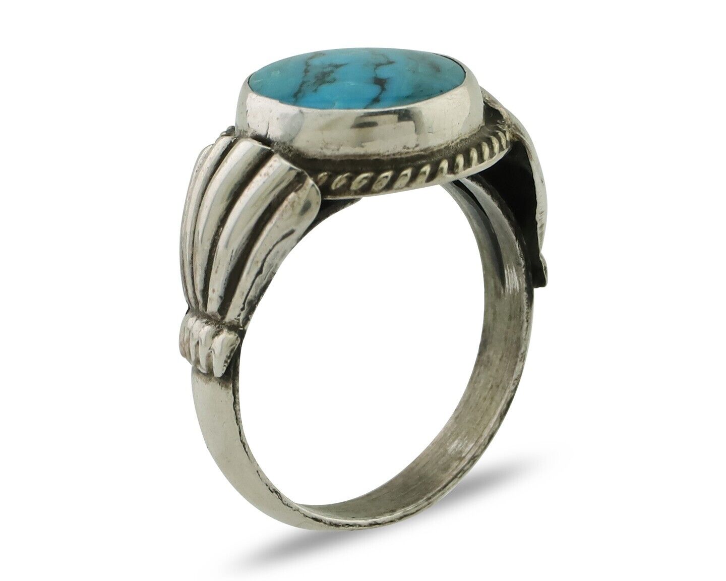 Navajo Handmade Ring 925 Silver Blue Turquoise Native American Artist C.80's