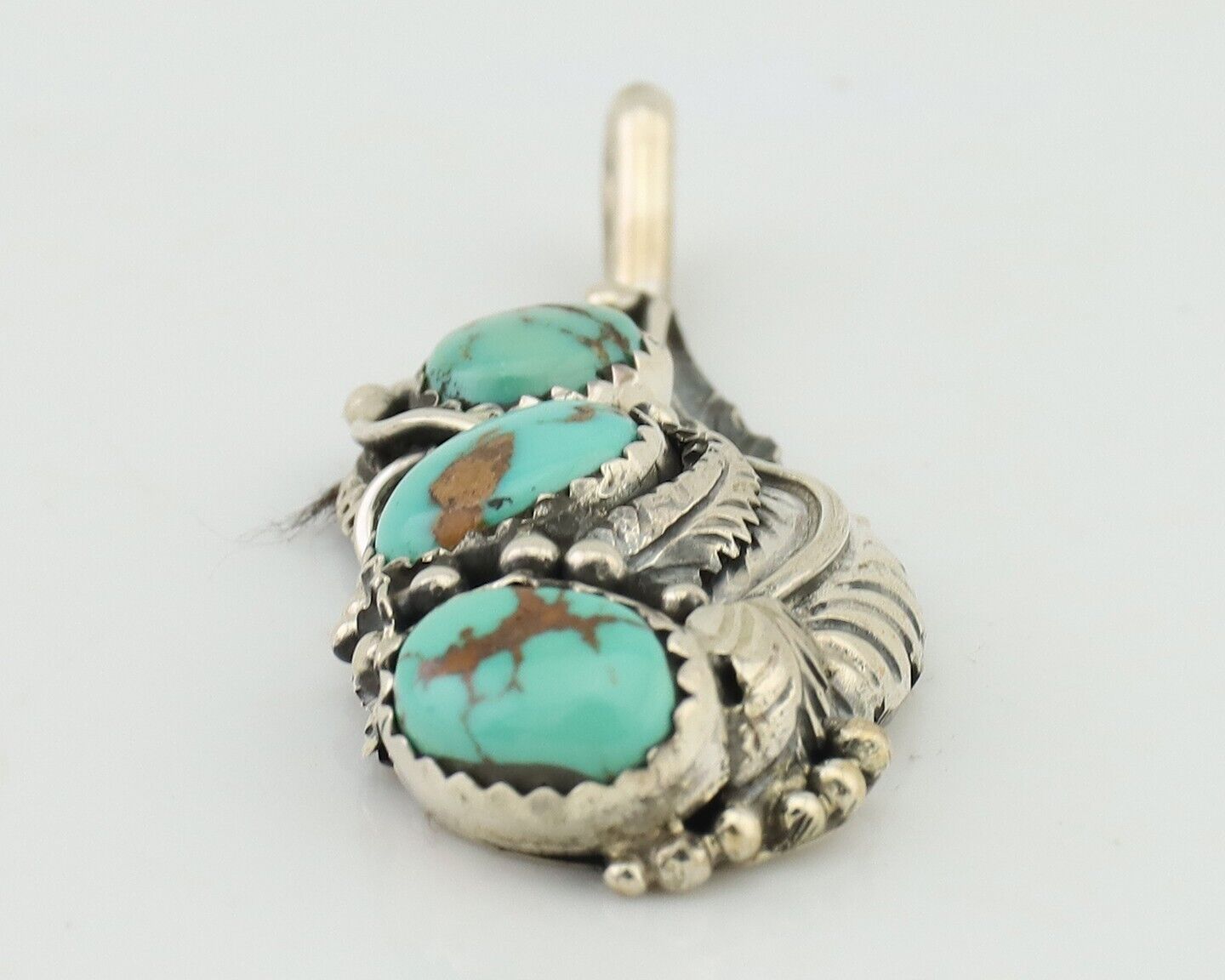 Navajo Pendant 925 Silver Natural Bisbee Turquoise Signed Tom Willeto C.80's