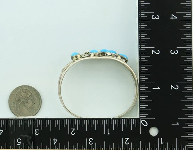 Navajo Cuff Bracelet 925 Sterling Silver Turquoise Vintage Signed SH