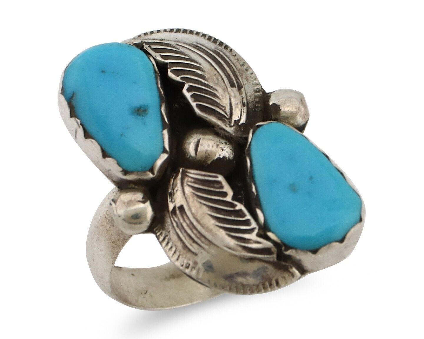 Zuni Ring 925 Silver Natural Blue Turquoise Signed Simplicio C.80's