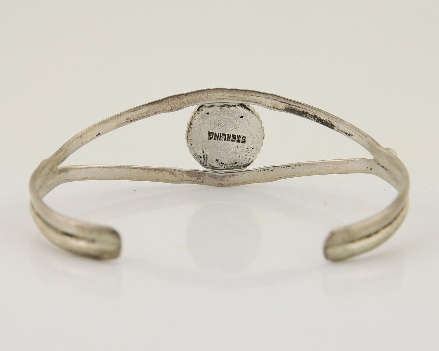 Navajo Hand Stamped Cuff Bracelet Turquoise 925 Silver Native American Artist