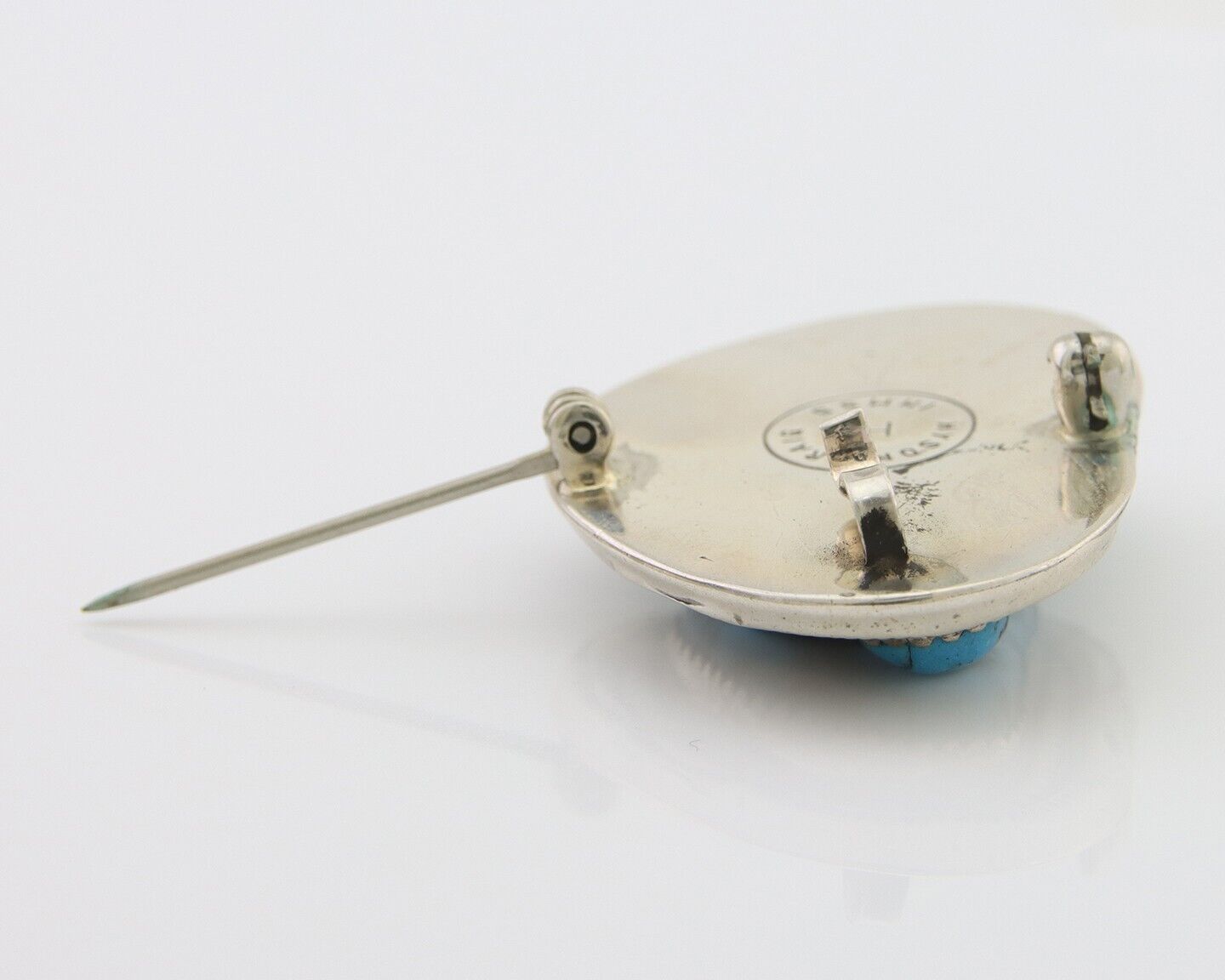 Navajo Pin Pendant 925 Silver Sea Foam Turquoise Artist Signed Hyson Craig C.80s