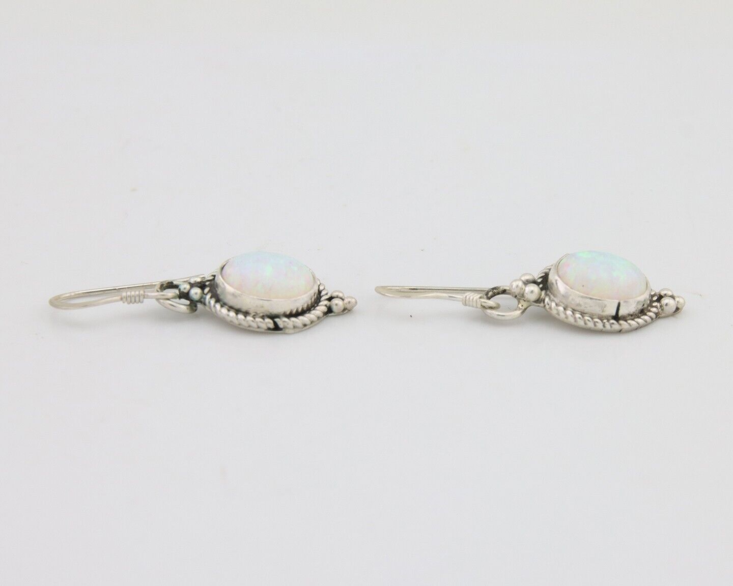 Navajo Dangle Earrings 925 Silver Natural Opal Native Artist C.80's