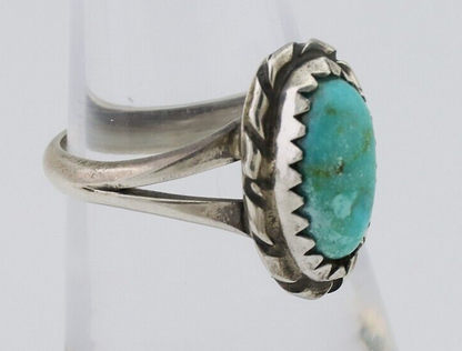 Navajo Ring 925 Silver Kingman Turquoise Native American Artist C.80's