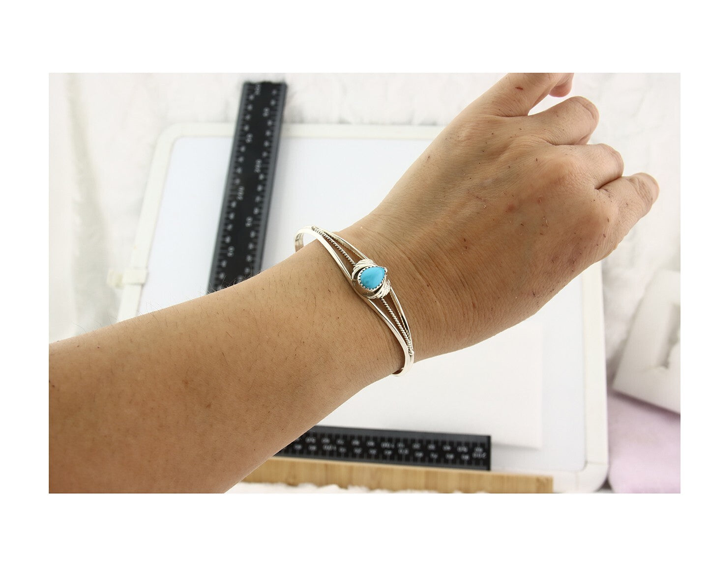 Vintage Navajo Bracelet 925 Silver Blue Turquoise Handmade