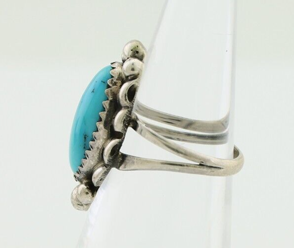 Navajo Ring 925 Silver Sleeping Beauty Turquoise Artist Signed SC C.80's