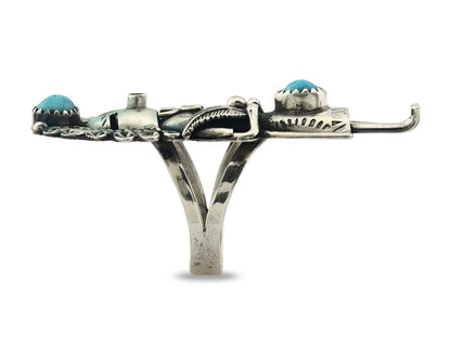 Vintage Navajo Ring 925 Silver Authentic Turquoise Signed Gomez Size 8.0