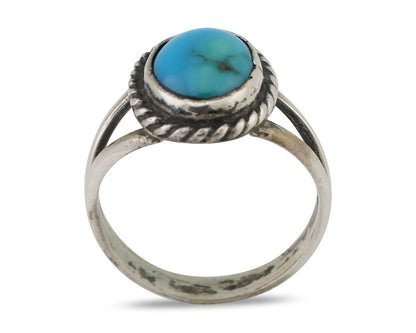 Navajo Ring 925 Silver Kingman Turquoise Native American Artist C.80's