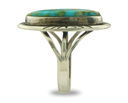 Vintage Navajo Ring 925 Sterling Silver Turquoise Handmade Signed C Size 7.25