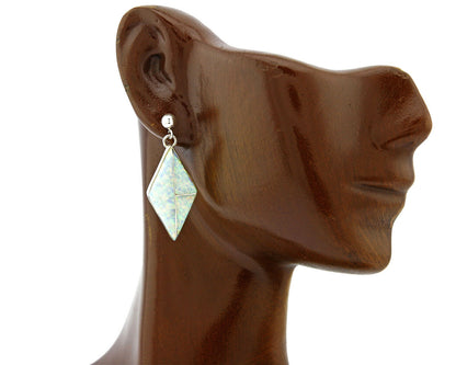 Zuni Artist Signed Gay-Gay .925 Sterling Silver Drop Earrings