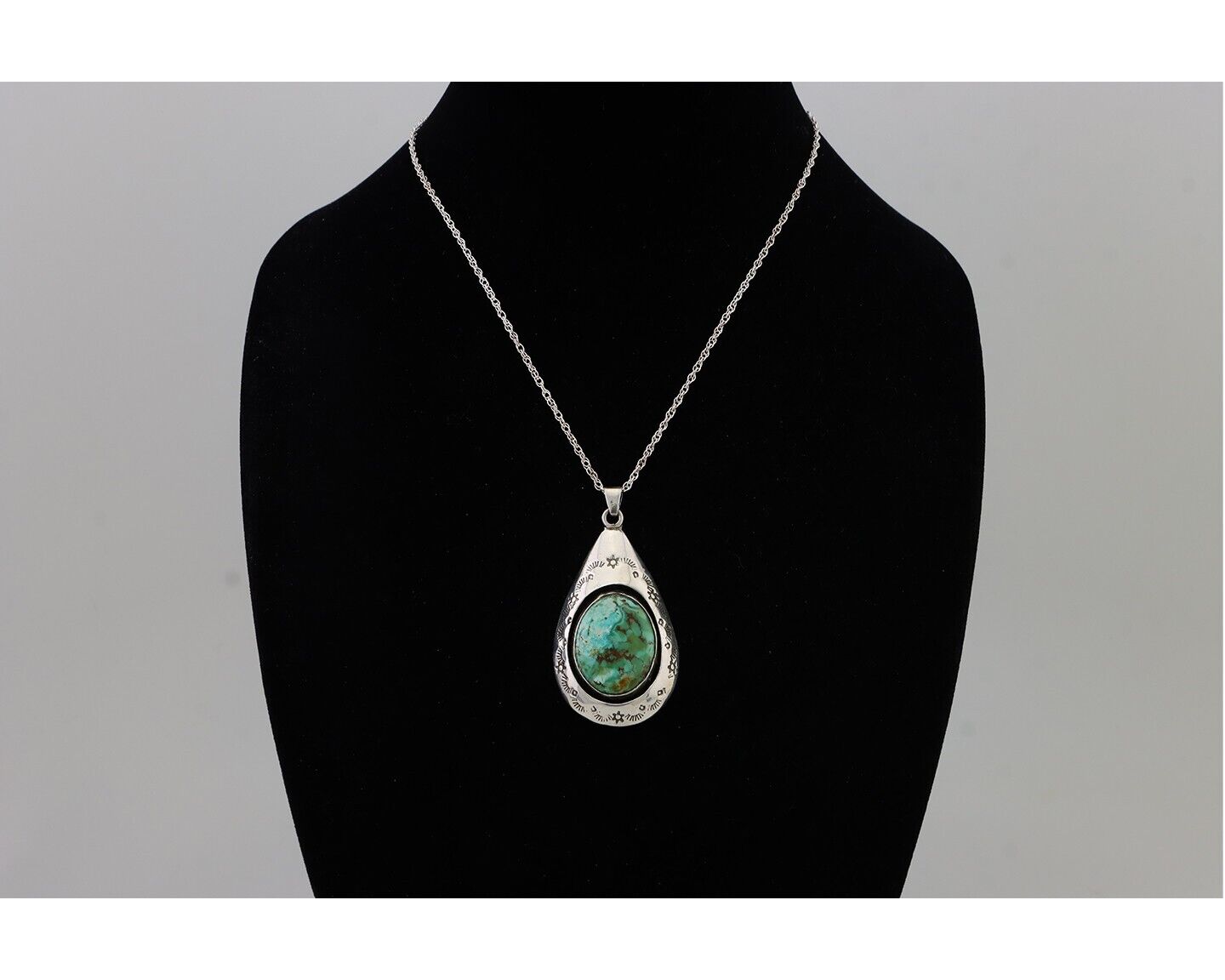 Navajo Royston Turquoise Necklace 925 Silver Artist Signed MC C.80's