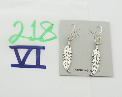 Navajo Feather Earrings Sterling Silver Dangle Vintage Authentic Signed Masha