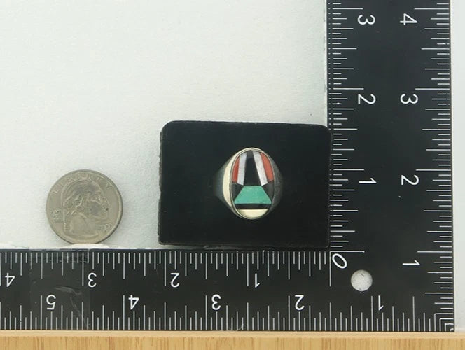 Men Navajo Ring Sterling Silver Natural Turquoise Size 10.5