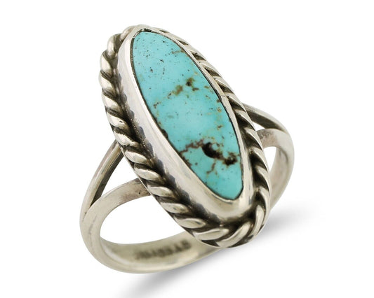 Navajo Handmade Ring 925 Silver Kingman Turquoise Native American Artist C.80's