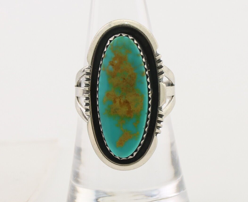 Navajo Ring 925 Silver Natural Blue Turquoise Native American Artist C.80's