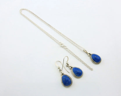 Navajo Necklace Earring Set Sterling Silver Natural Denim Lapis Artist Signed M