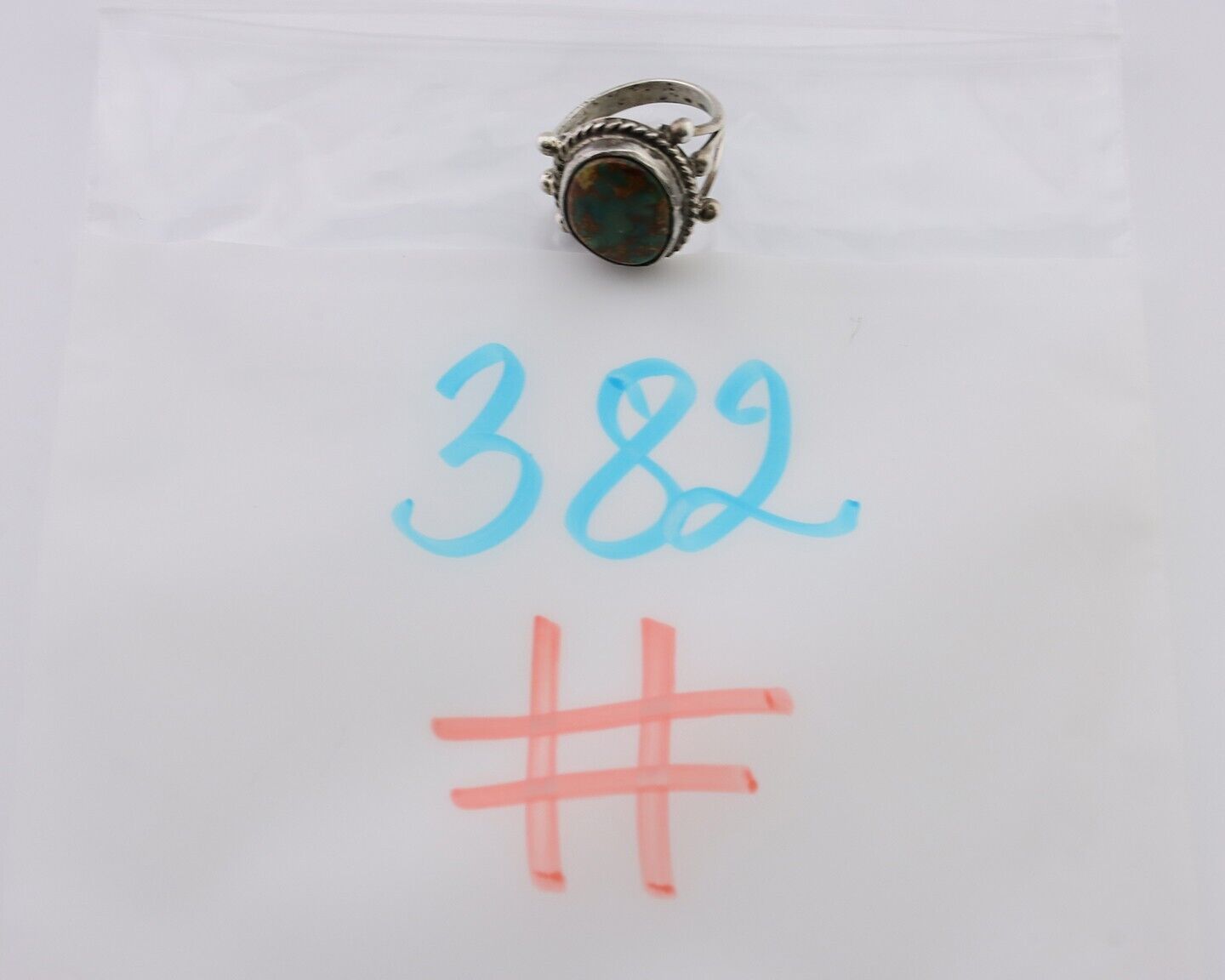 Navajo Ring 925 Silver Natural Green Turquoise Native American Artist C.80's